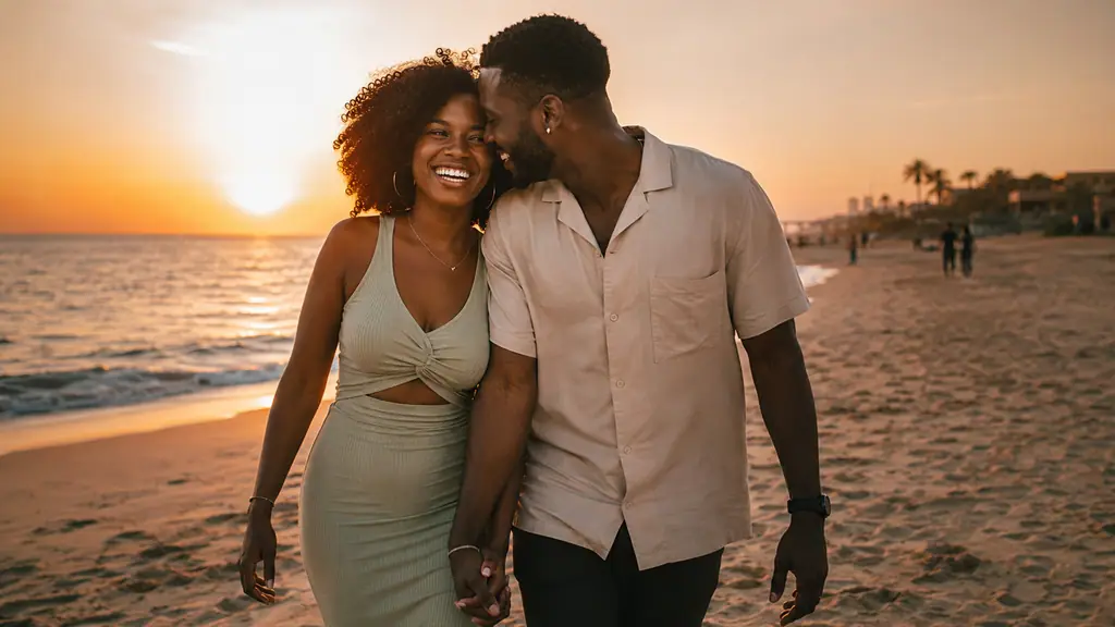 A couple walking together on the beach